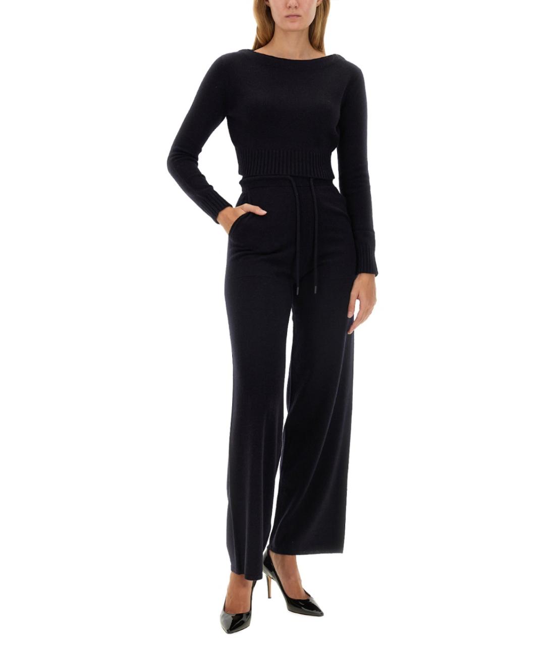 MAX MARA Синие шерстяные прямые брюки, фото 2