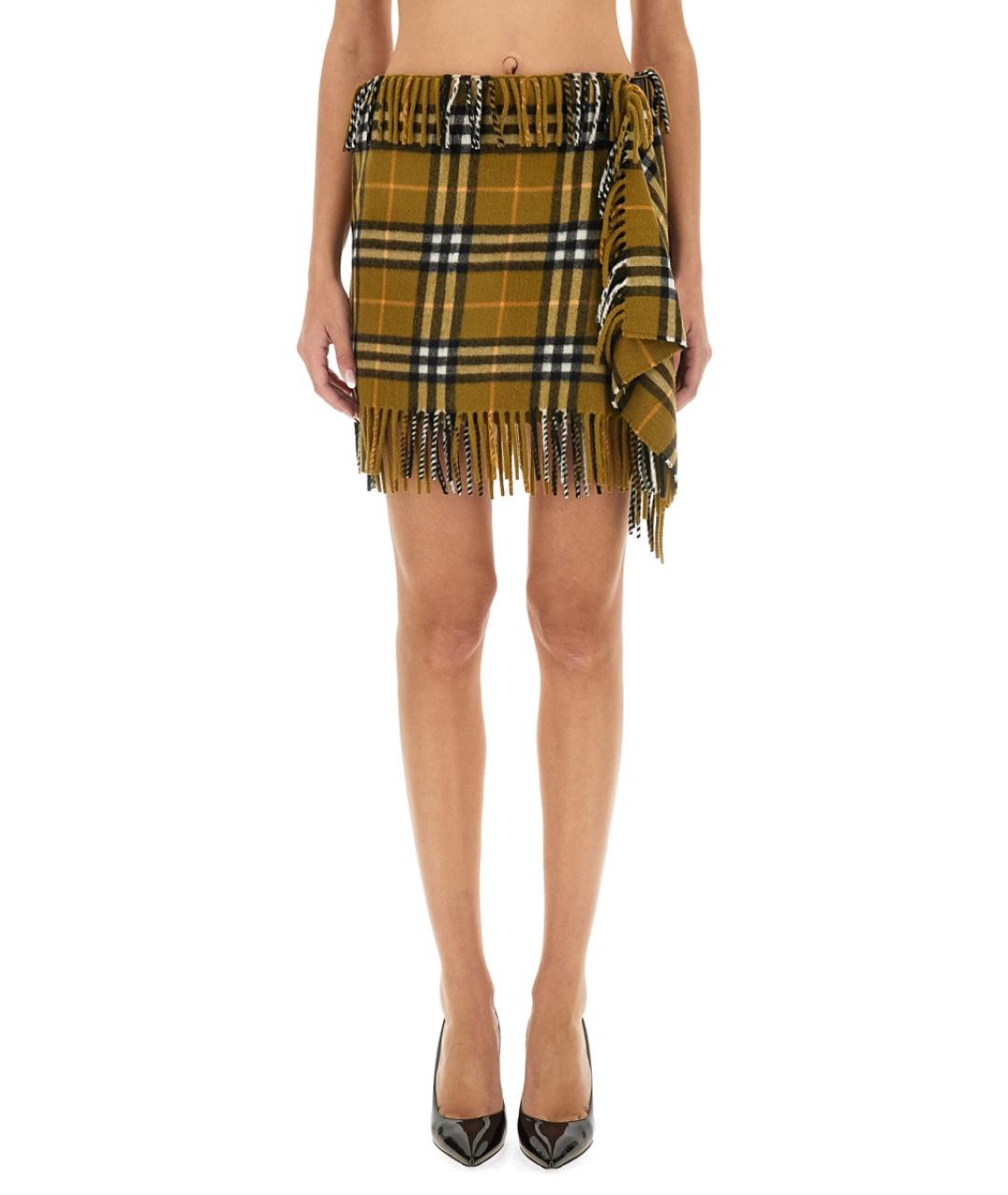 BURBERRY Мульти шерстяная юбка мини, фото 2