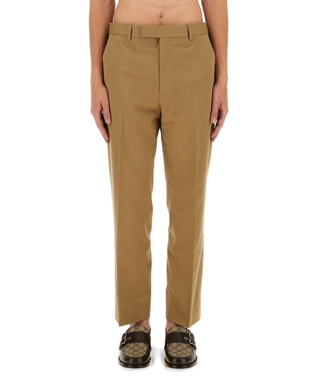 GUCCI Бежевые хлопковые повседневные брюки, фото 2