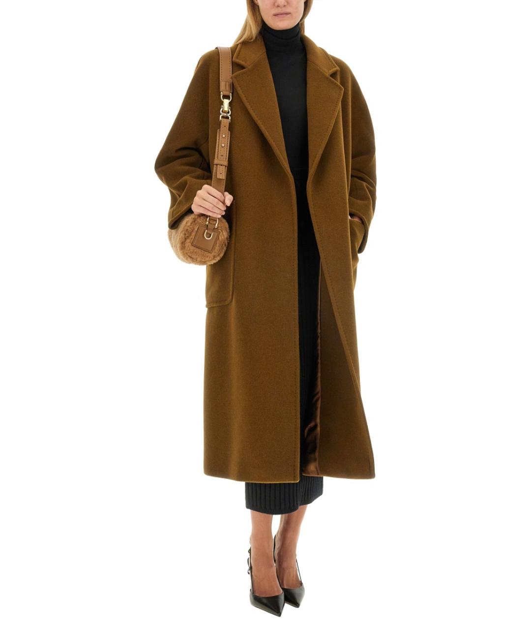 MAX MARA Коричневый шерстяной тренч/плащ, фото 3