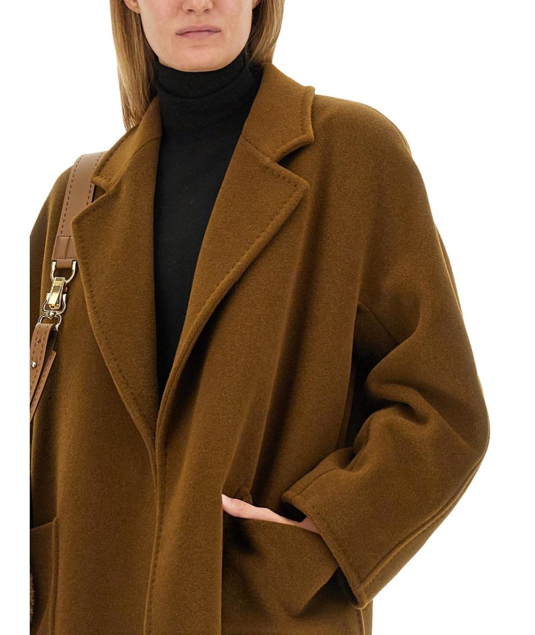 MAX MARA Коричневый шерстяной тренч/плащ, фото 5