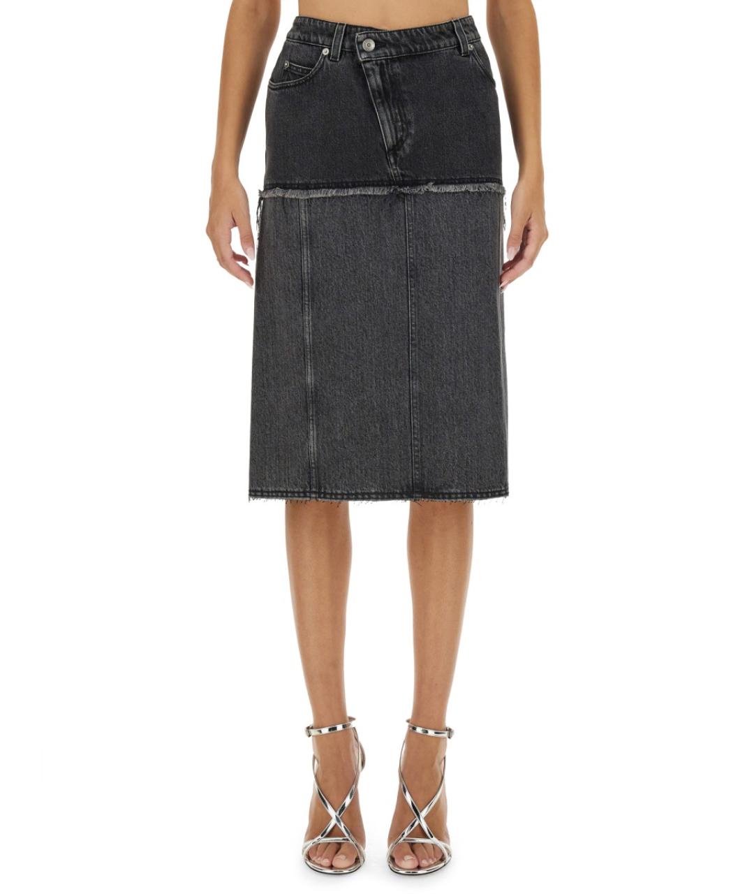 ALEXANDER MCQUEEN Черная полиэстеровая юбка миди, фото 5