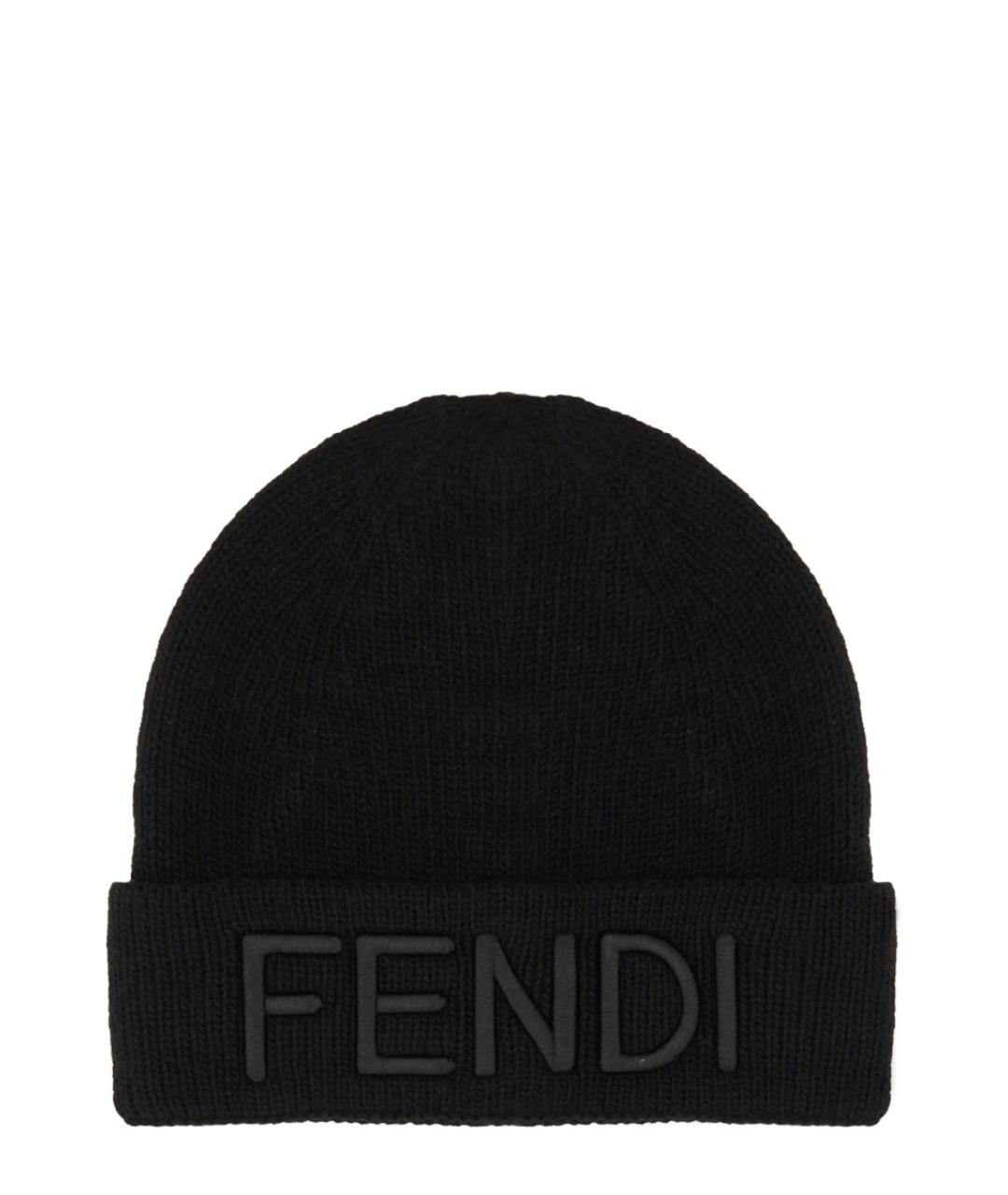 FENDI Черная шерстяная шапка, фото 1