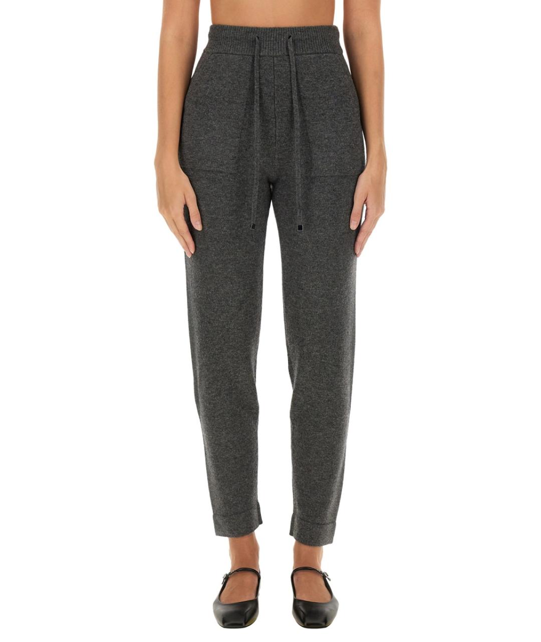 'S MAX MARA Серые шерстяные прямые брюки, фото 5