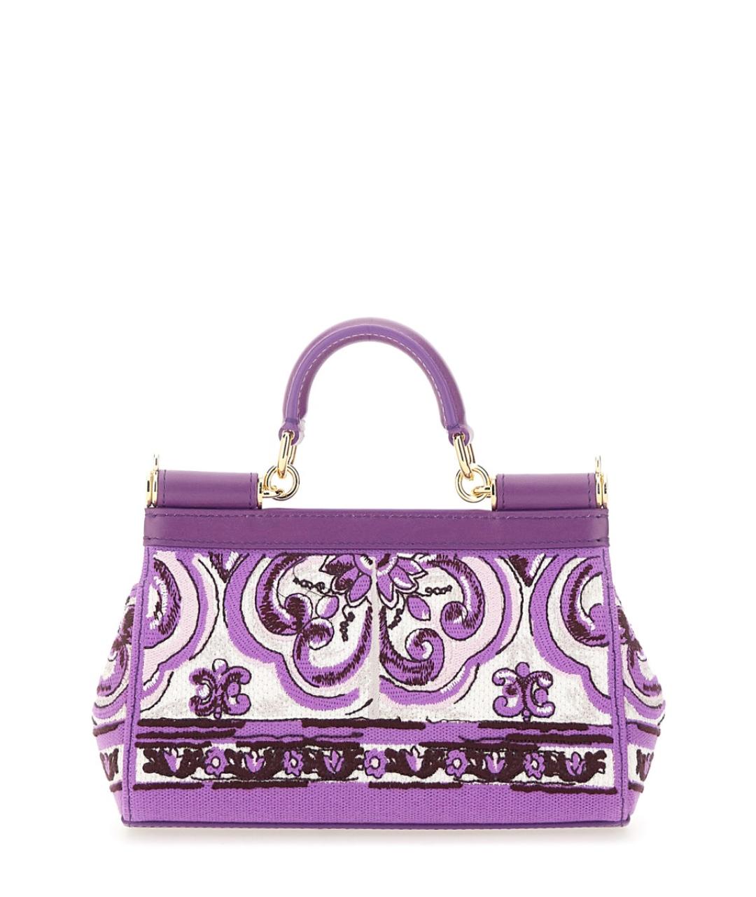 DOLCE&GABBANA Фиолетовая жаккардовая сумка тоут, фото 2