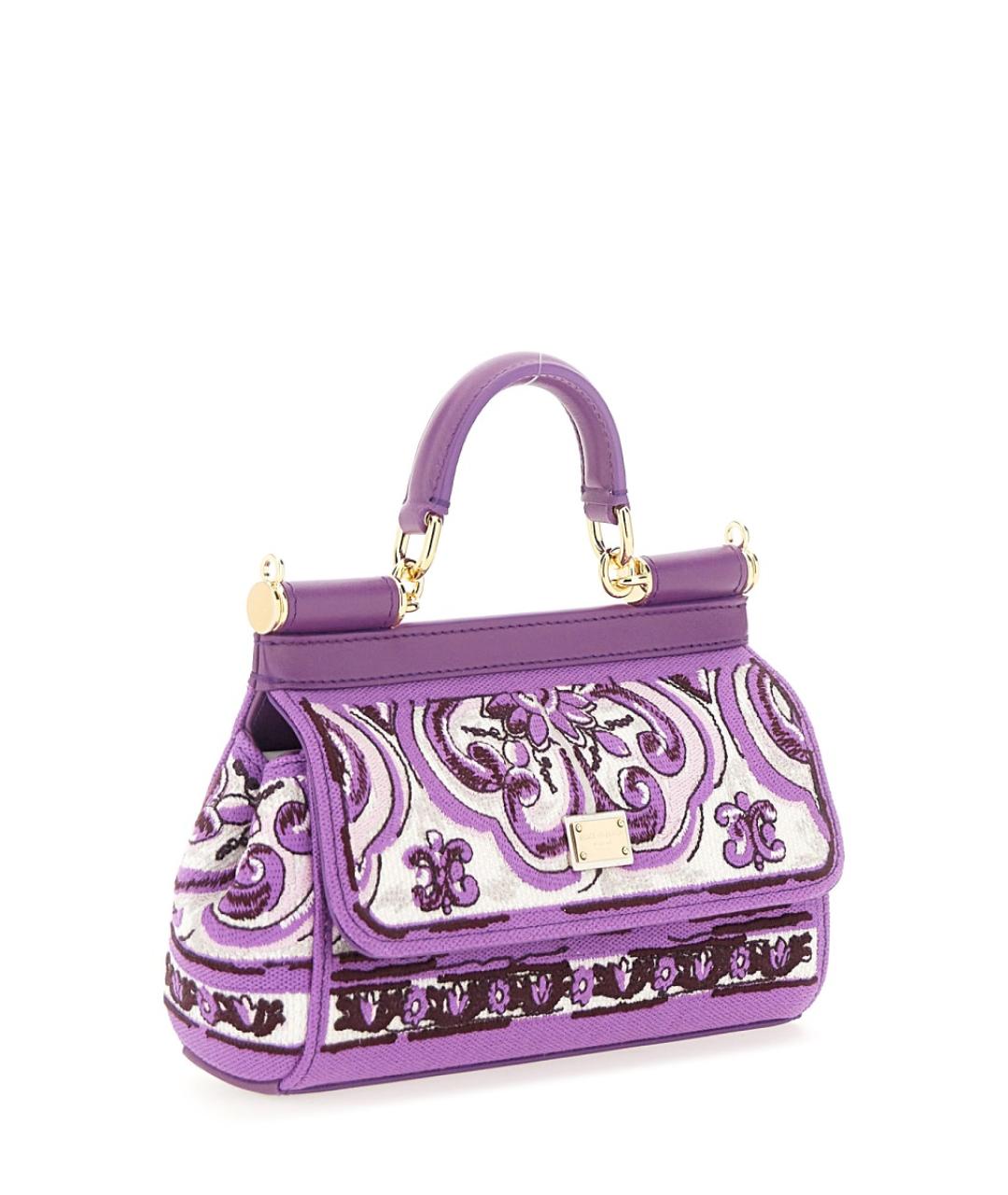 DOLCE&GABBANA Фиолетовая жаккардовая сумка тоут, фото 3