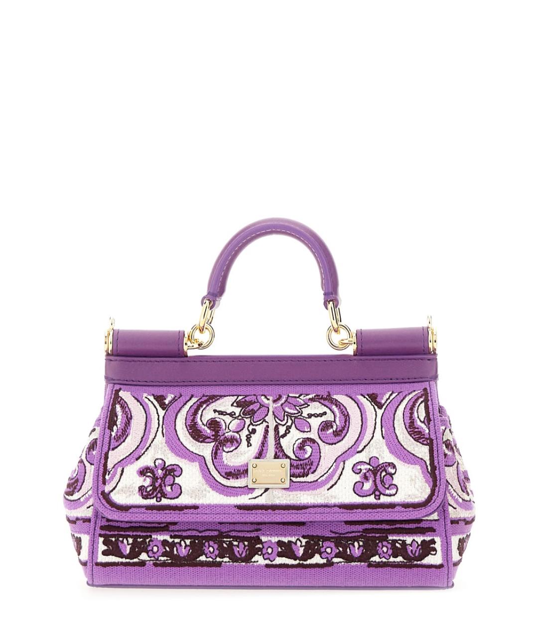 DOLCE&GABBANA Фиолетовая жаккардовая сумка тоут, фото 1