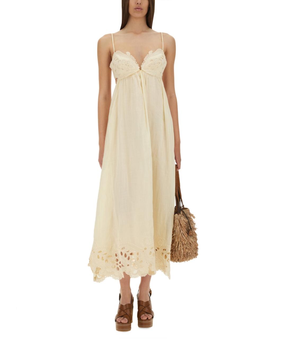 ZIMMERMANN Бежевое льняное повседневное платье, фото 5