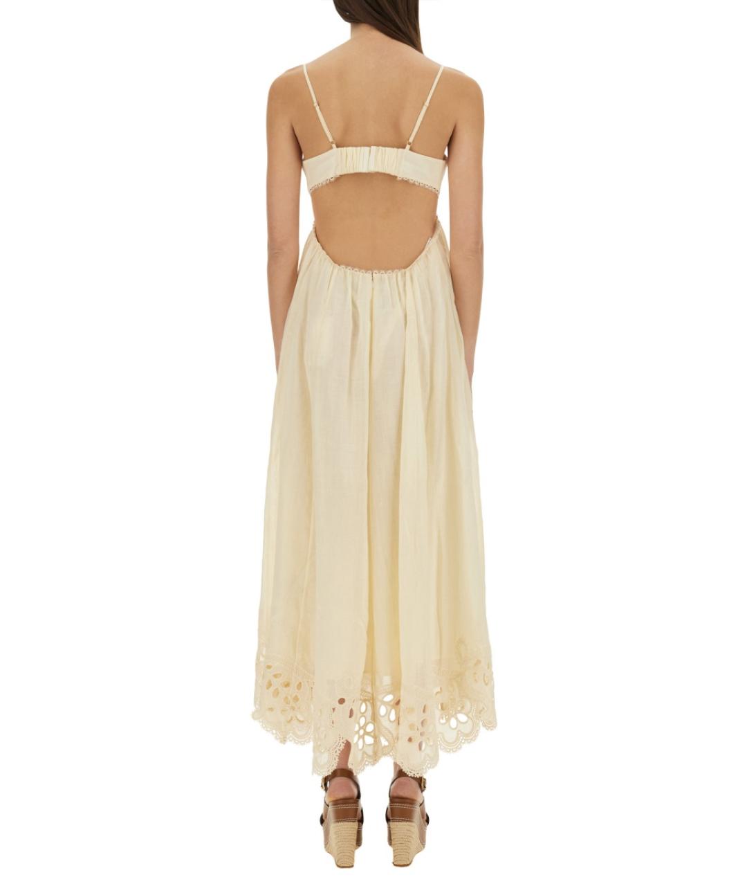 ZIMMERMANN Бежевое льняное повседневное платье, фото 4