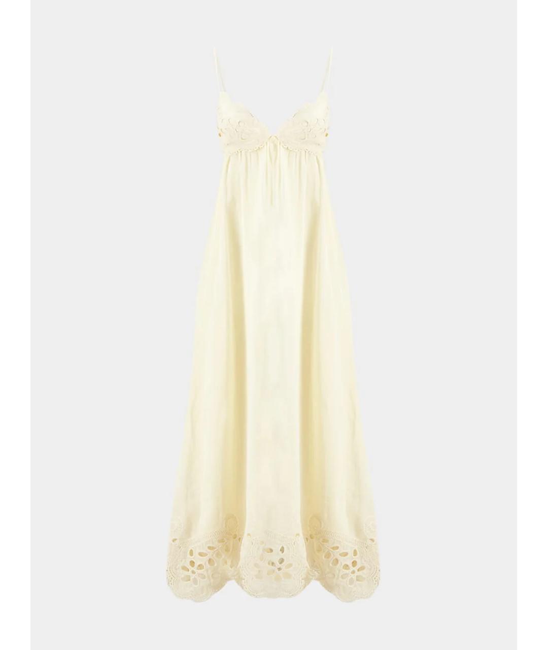 ZIMMERMANN Бежевое льняное повседневное платье, фото 6