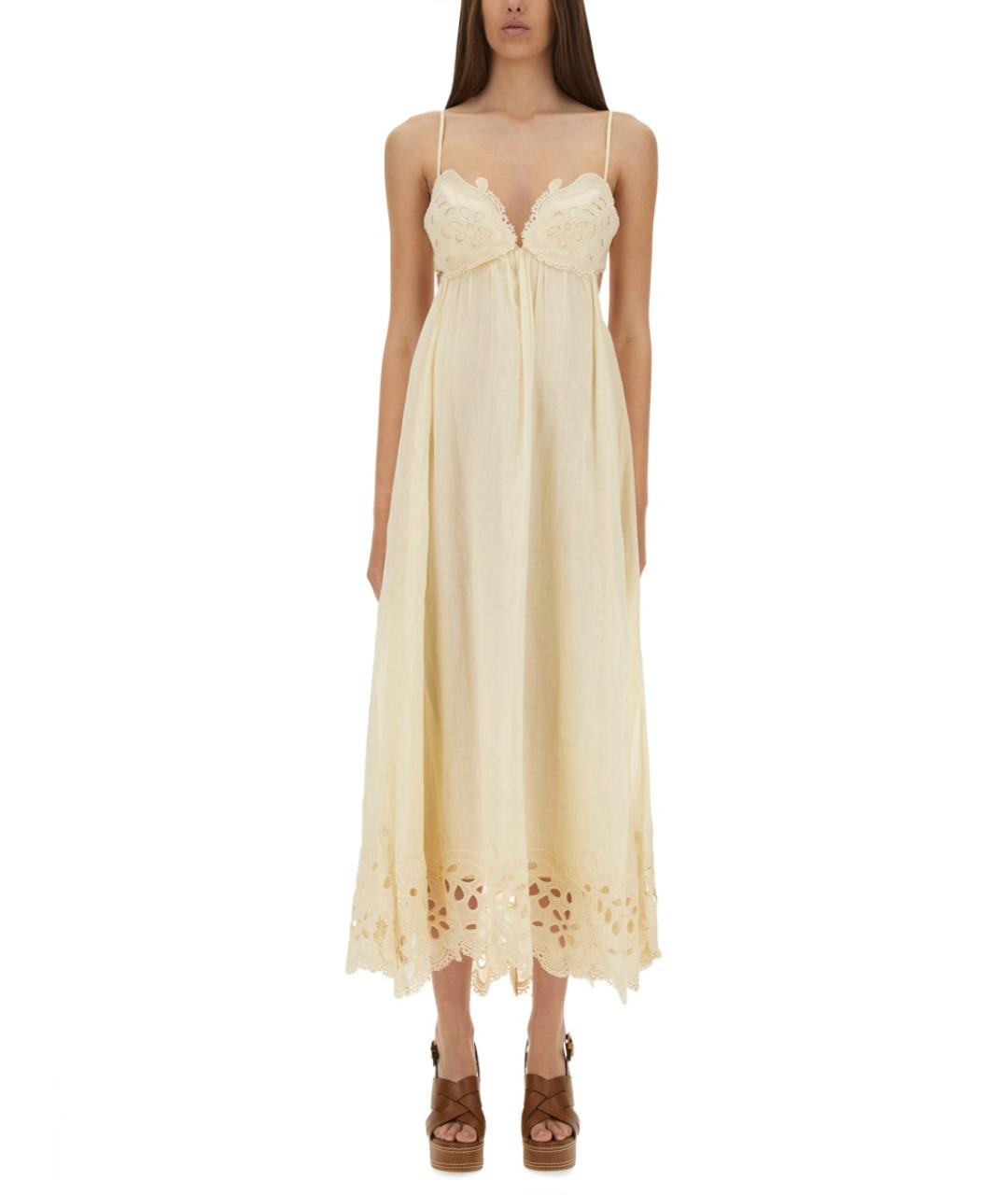 ZIMMERMANN Бежевое льняное повседневное платье, фото 2