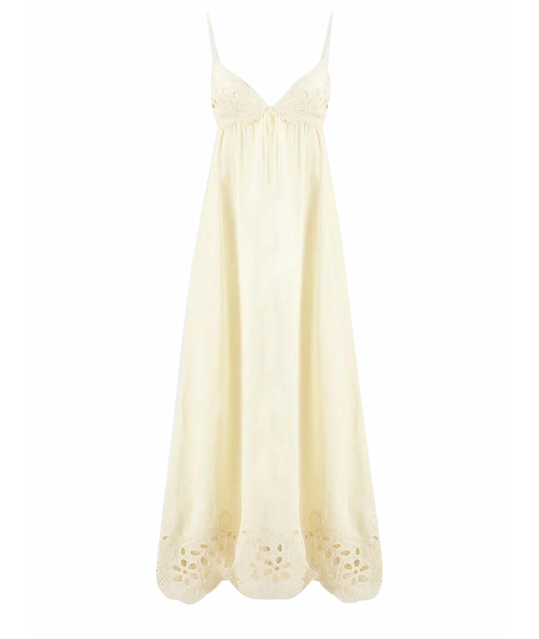 ZIMMERMANN Бежевое льняное повседневное платье, фото 1