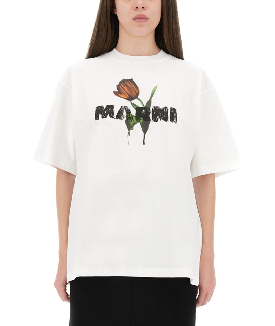 MARNI Белая хлопковая футболка, фото 2