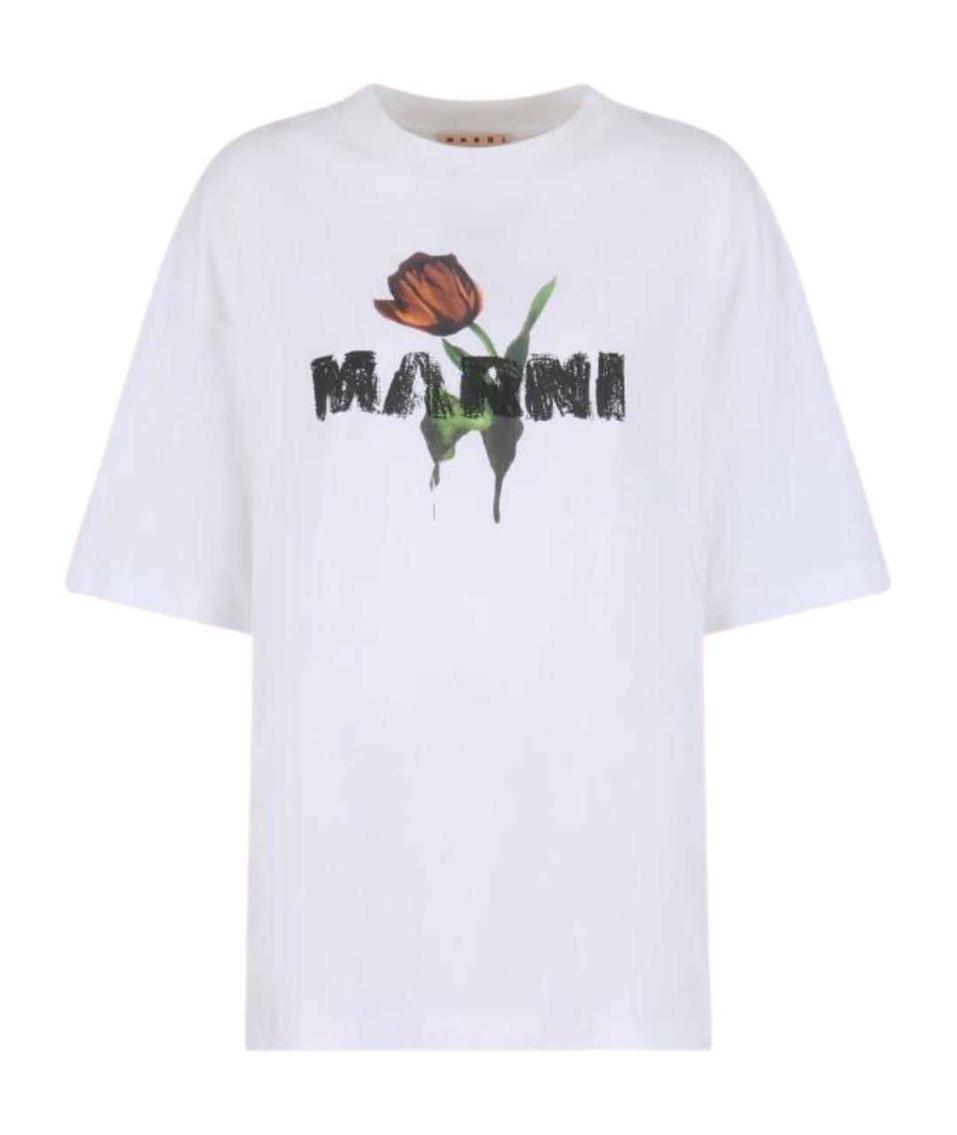 MARNI Белая хлопковая футболка, фото 1