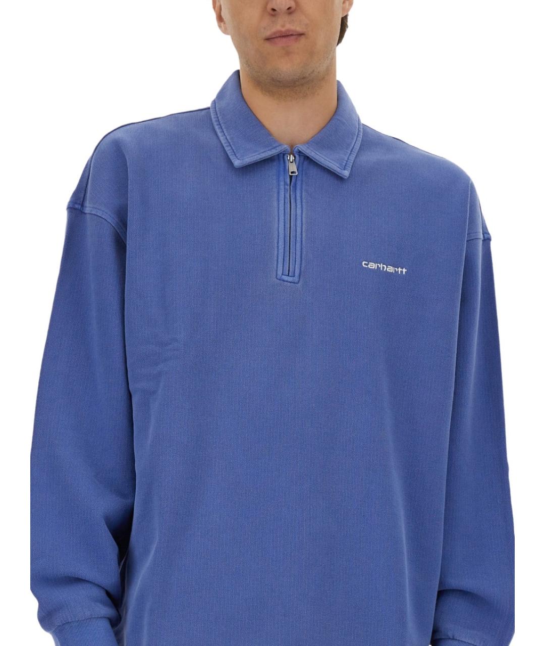 CARHARTT WIP Голубое хлопковое поло с коротким рукавом, фото 5