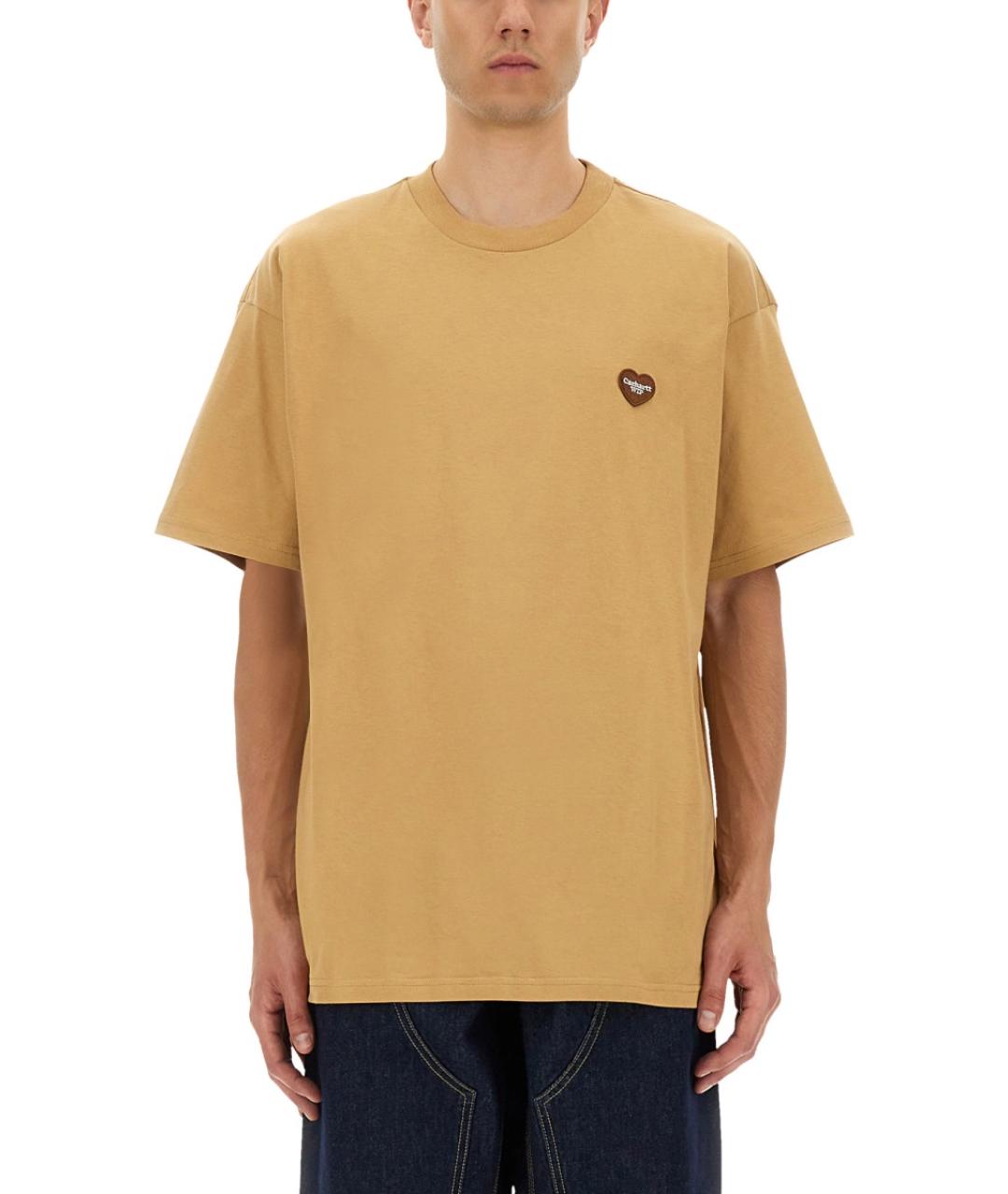 CARHARTT WIP Бежевая хлопковая футболка, фото 2