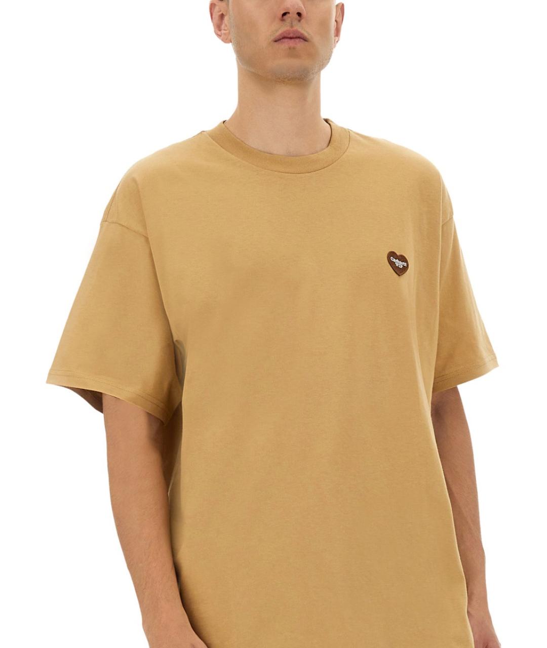 CARHARTT WIP Бежевая хлопковая футболка, фото 5