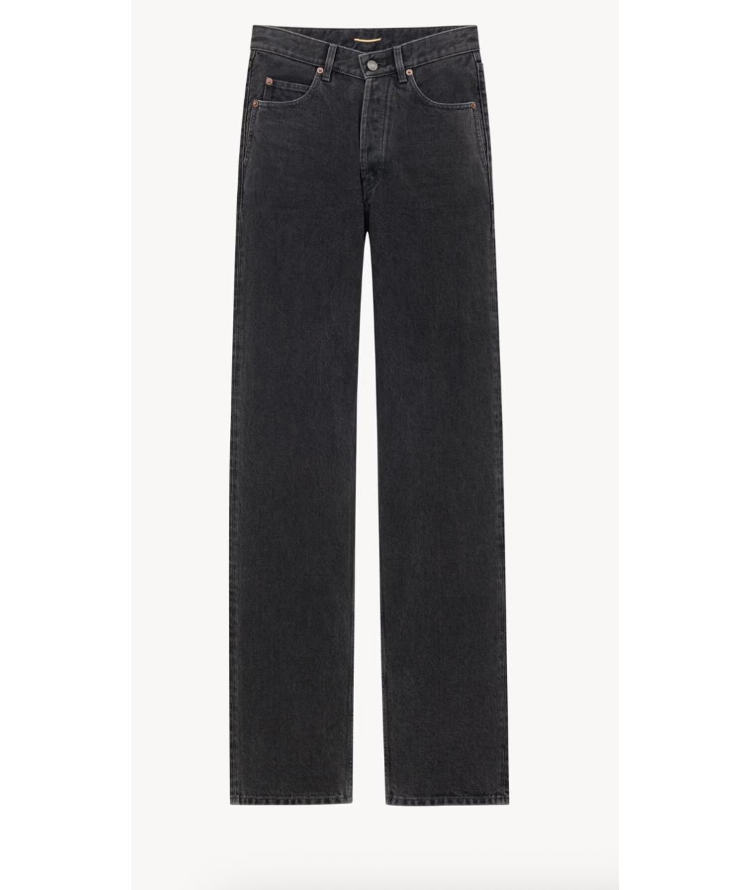 SAINT LAURENT Черные хлопковые прямые джинсы, фото 6
