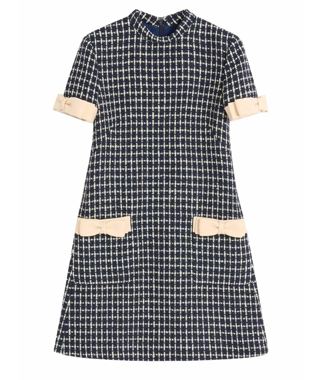 VALENTINO Синее шерстяное повседневное платье, фото 1