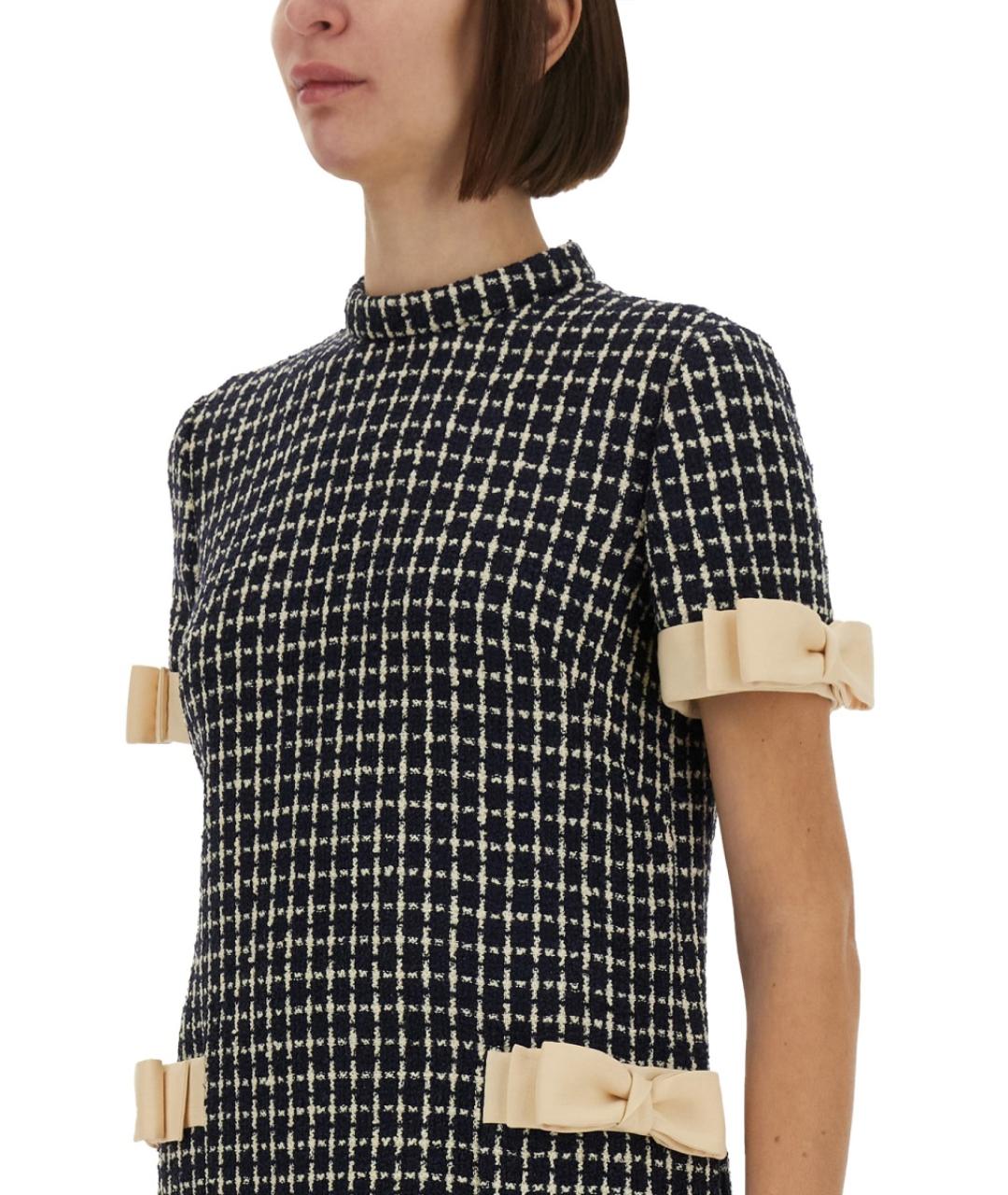 VALENTINO Синее шерстяное повседневное платье, фото 5