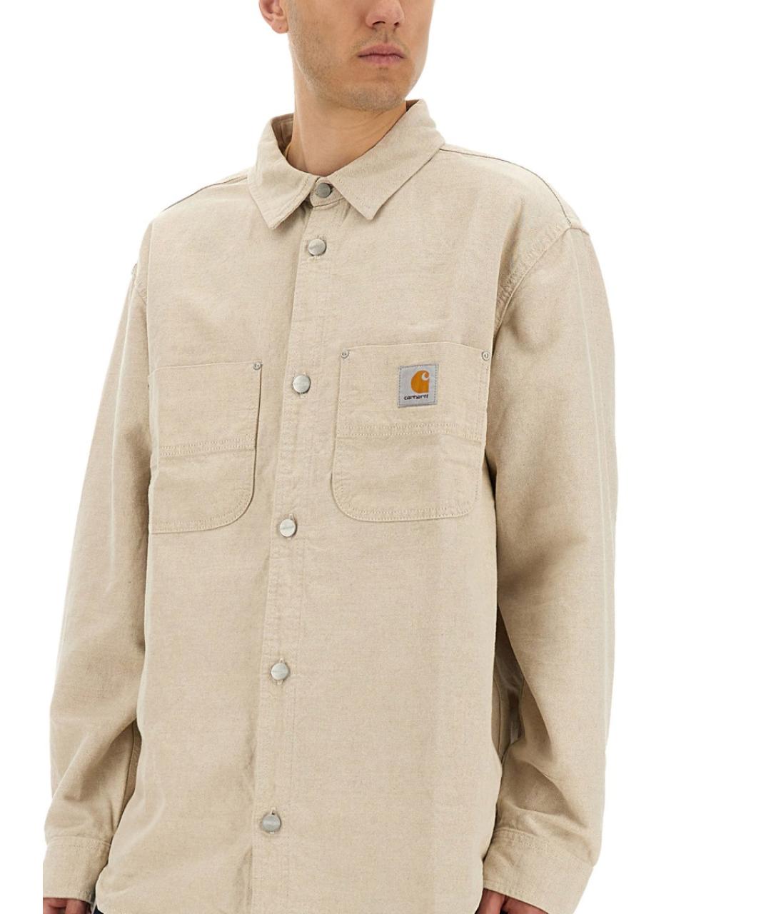 CARHARTT WIP Бежевая хлопковая кэжуал рубашка, фото 5