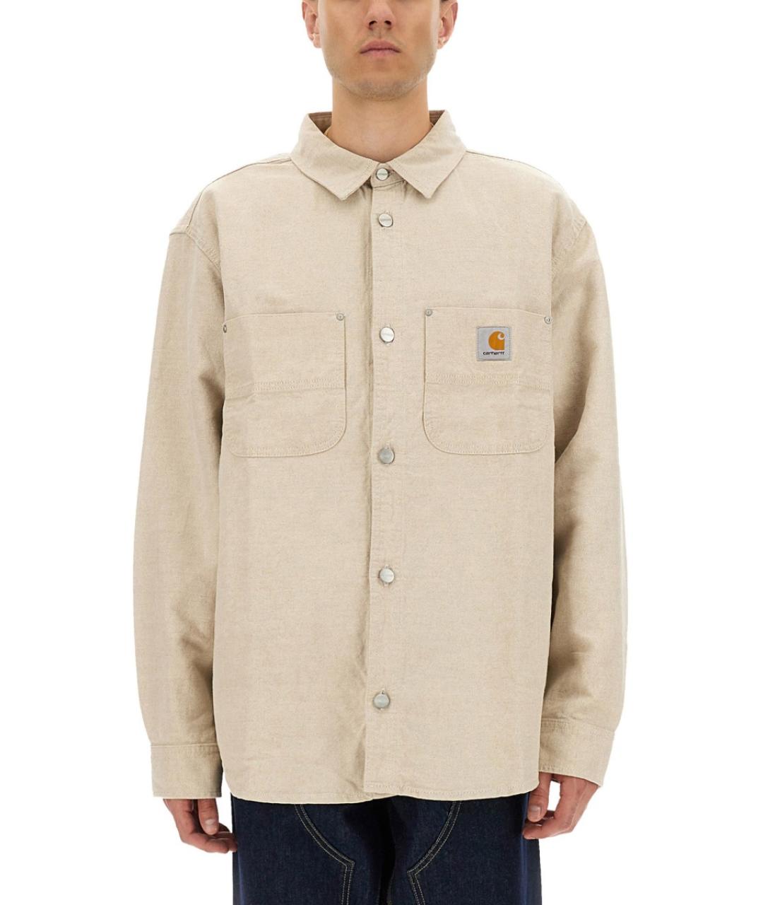 CARHARTT WIP Бежевая хлопковая кэжуал рубашка, фото 2