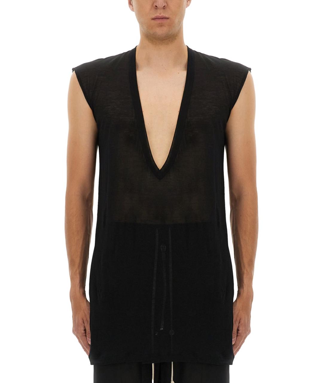 RICK OWENS Черная хлопковая майка, фото 2