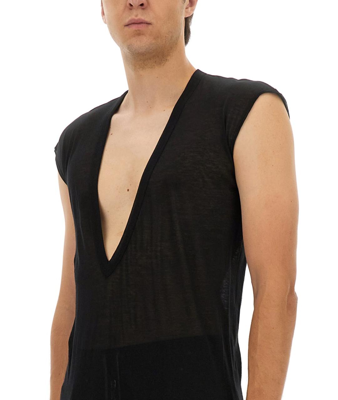 RICK OWENS Черная хлопковая майка, фото 4