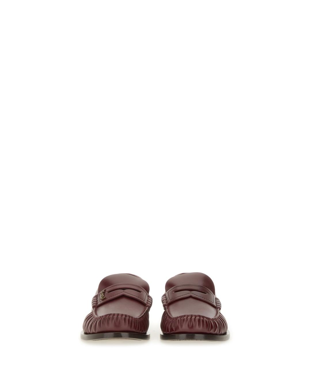 SAINT LAURENT Бордовые кожаные лоферы, фото 4