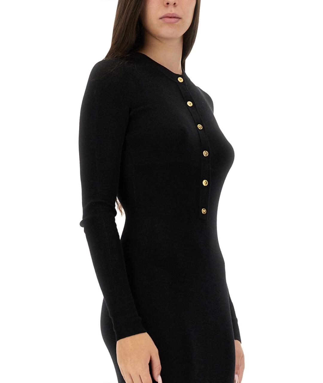 VERSACE Черное шерстяное повседневное платье, фото 5