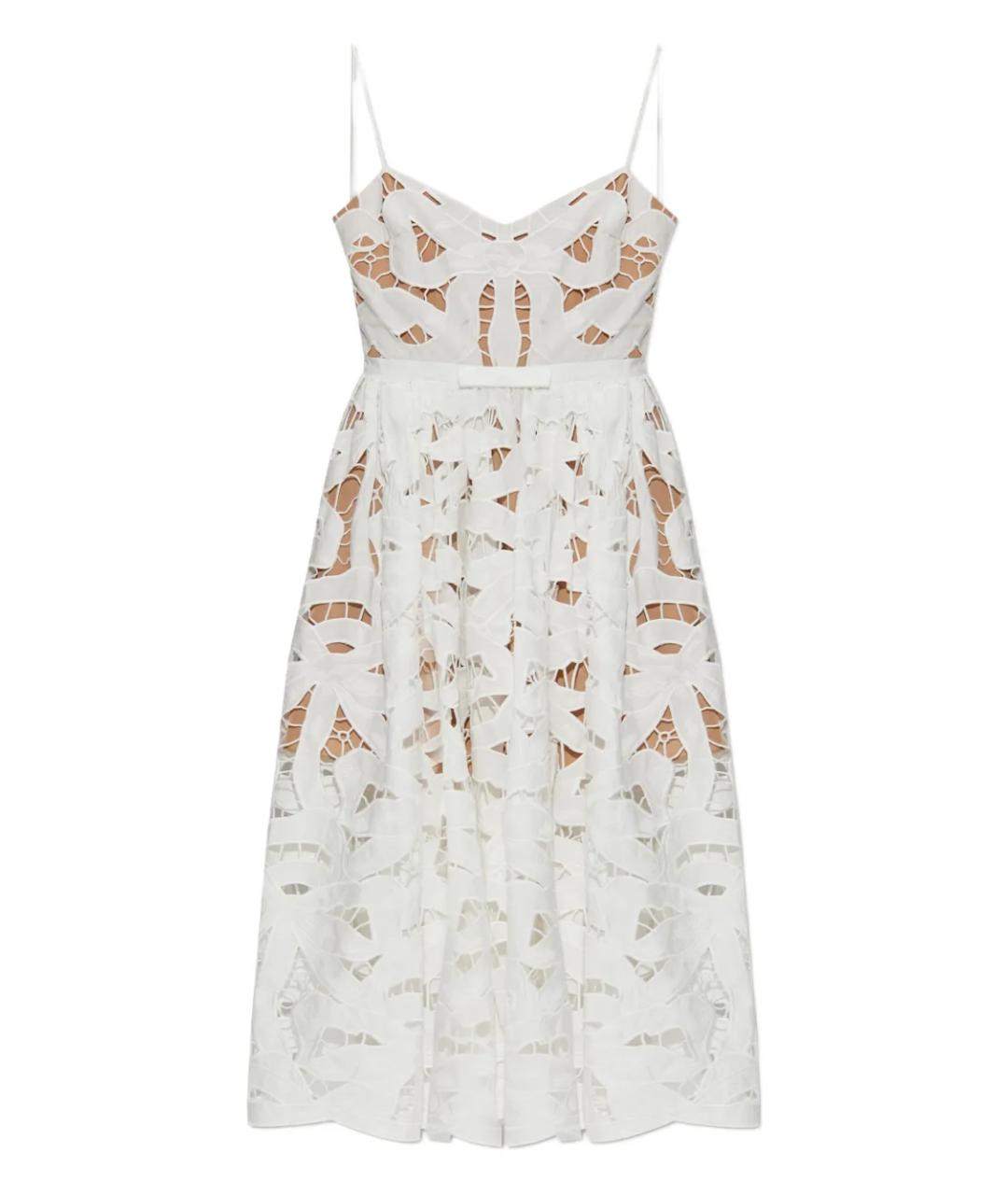 SELF-PORTRAIT Белое льняное повседневное платье, фото 1