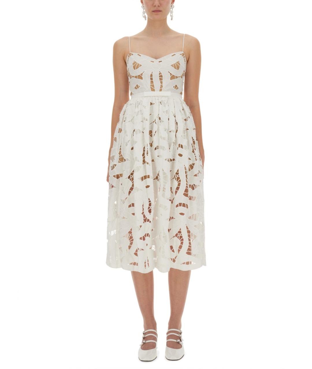 SELF-PORTRAIT Белое льняное повседневное платье, фото 2