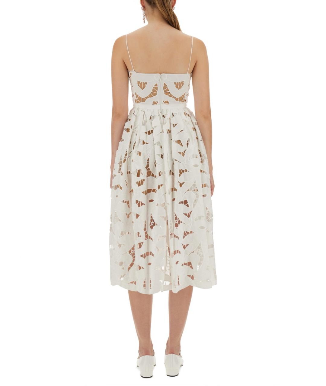 SELF-PORTRAIT Белое льняное повседневное платье, фото 4