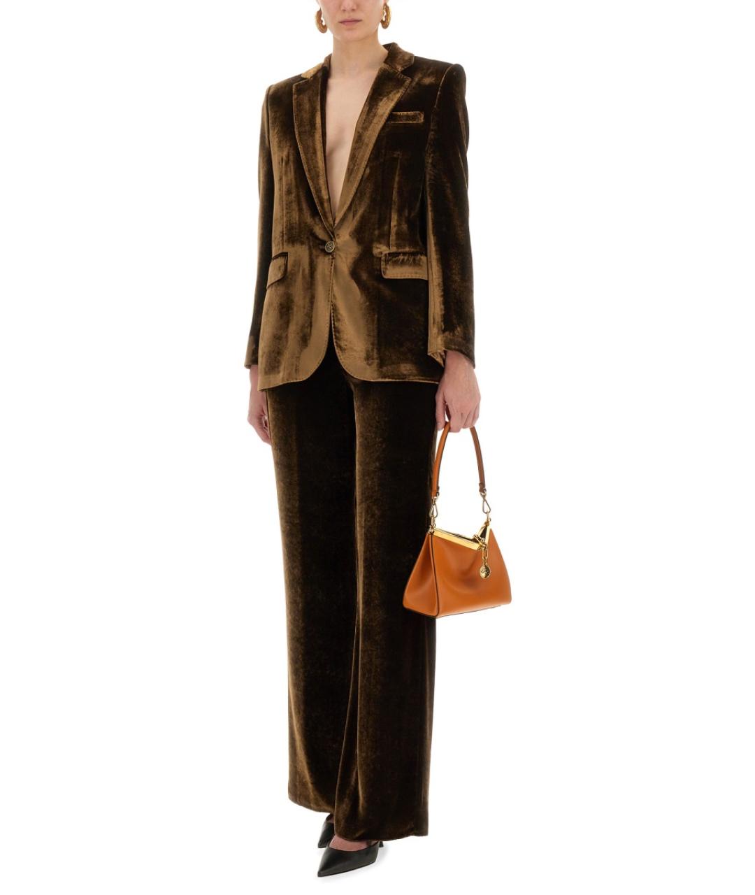 ETRO Коричневые вискозные прямые брюки, фото 3