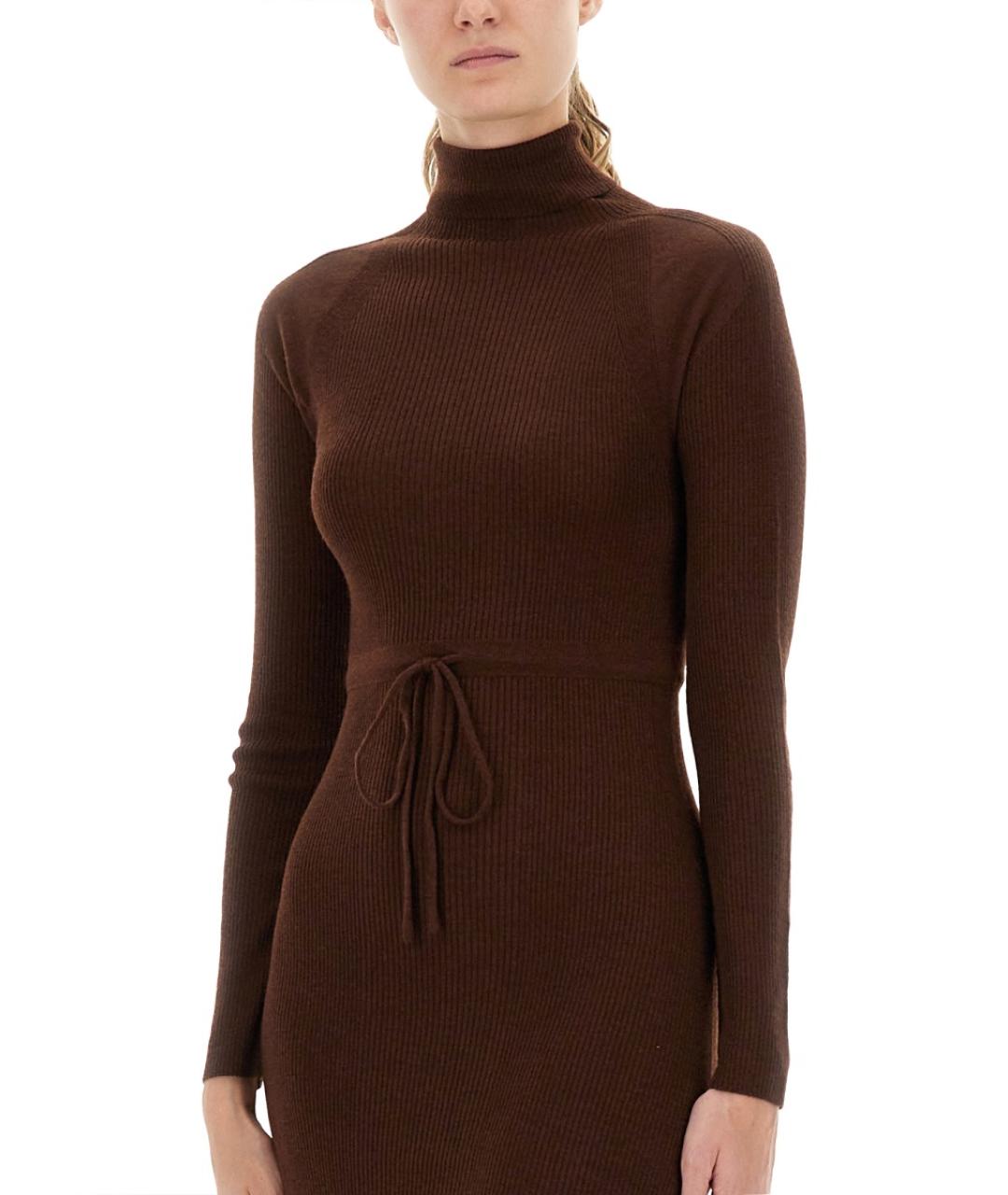 A.P.C. Коричневое шерстяное повседневное платье, фото 4