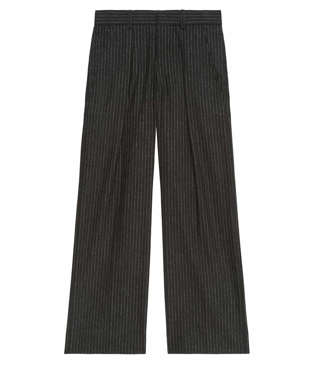 ISABEL MARANT Серые шерстяные прямые брюки, фото 1