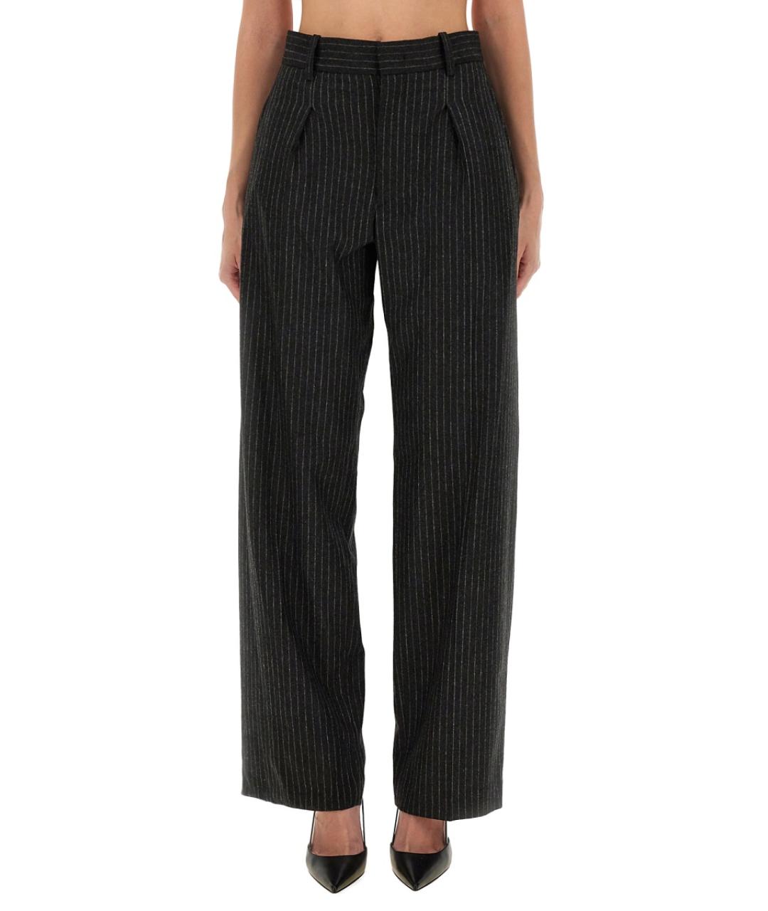 ISABEL MARANT Серые шерстяные прямые брюки, фото 2