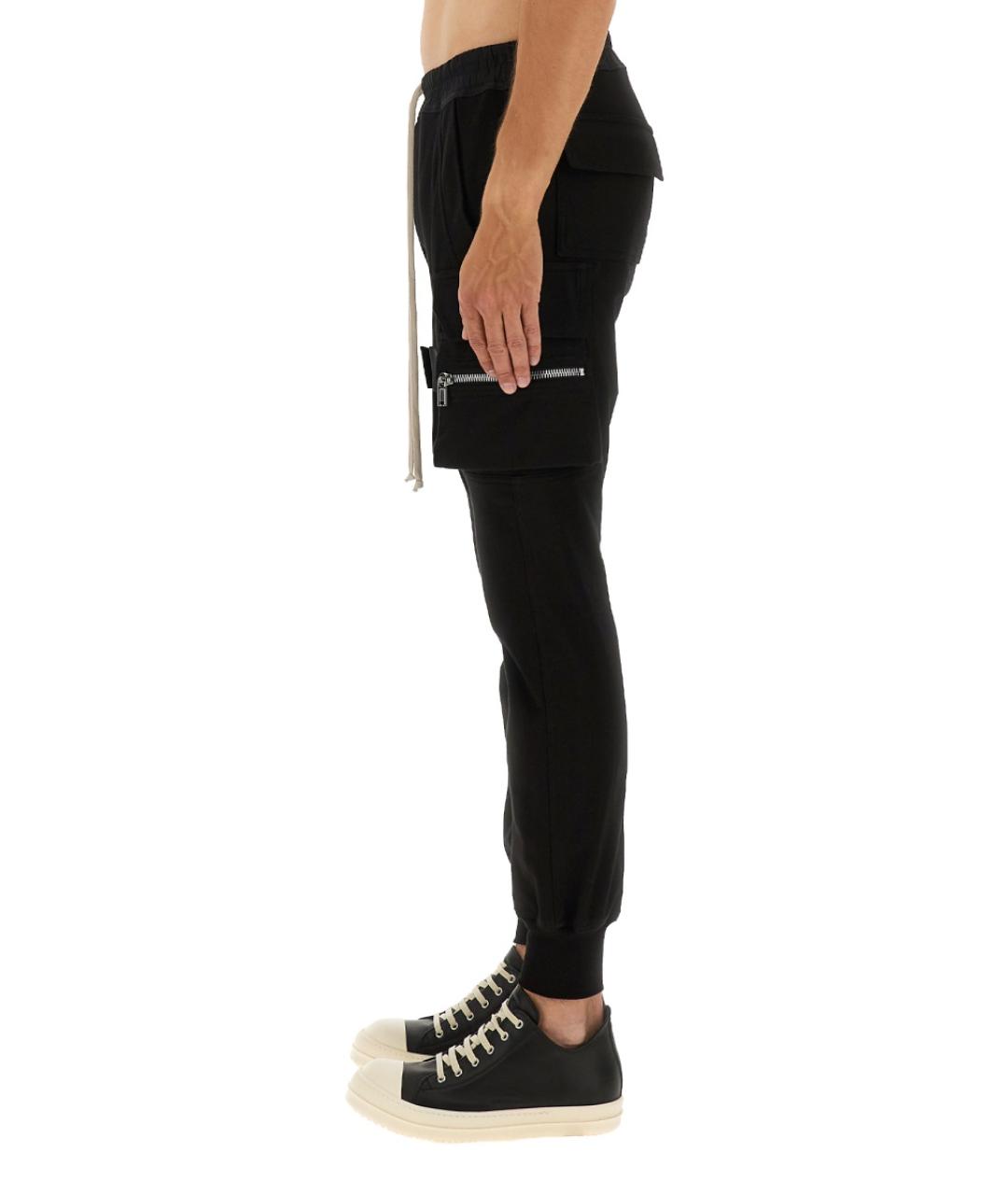 RICK OWENS Черные хлопковые повседневные брюки, фото 3