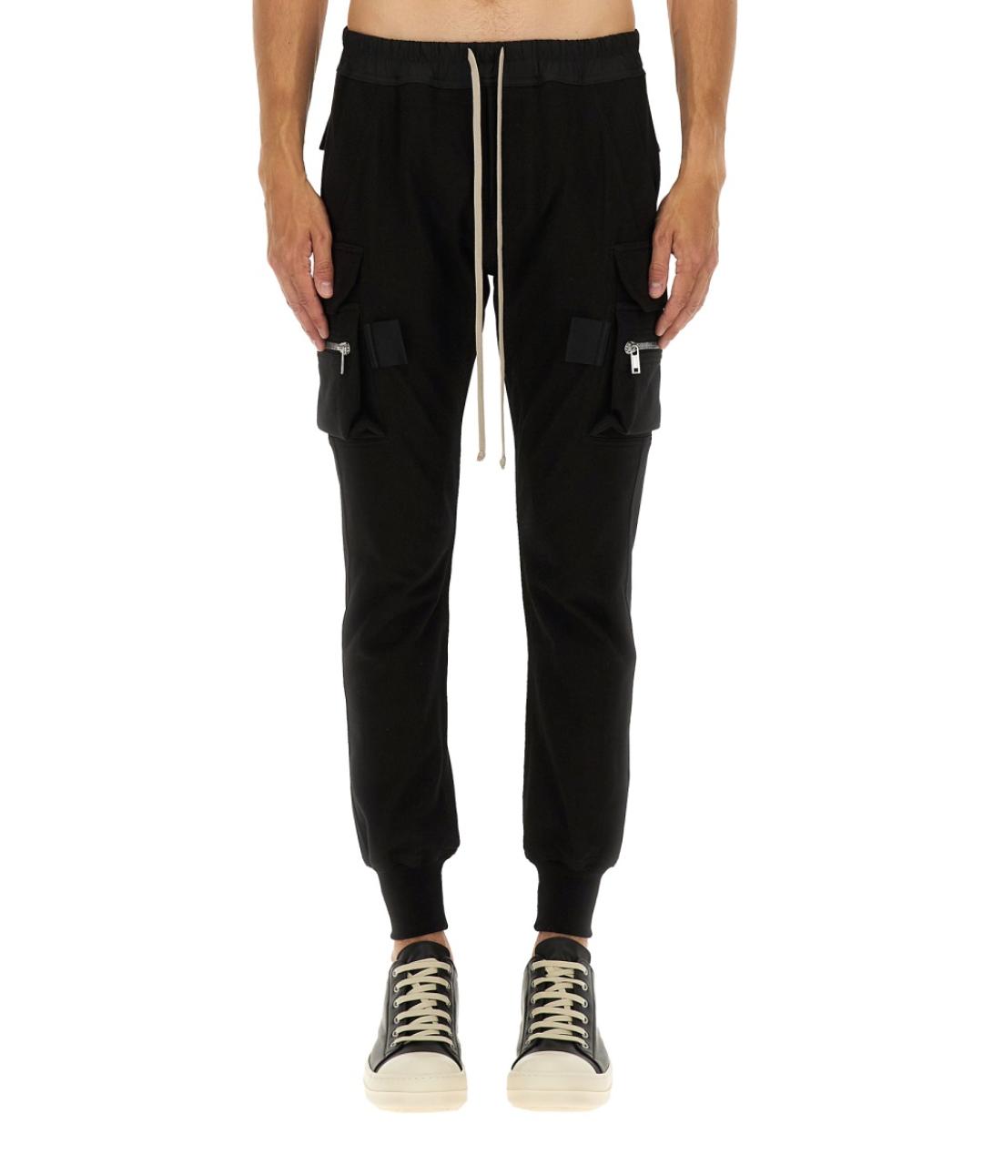 RICK OWENS Черные хлопковые повседневные брюки, фото 5