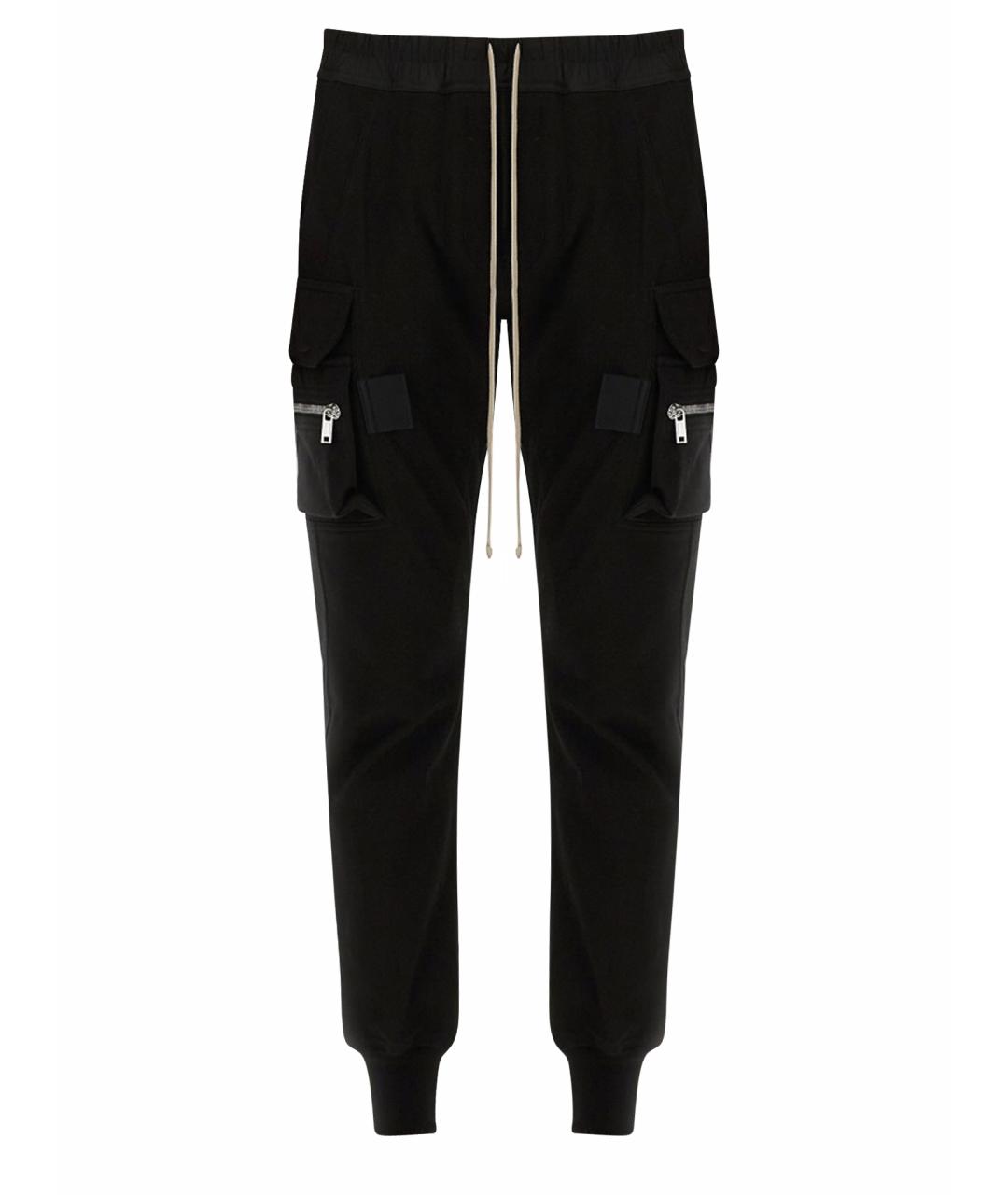 RICK OWENS Черные хлопковые повседневные брюки, фото 1