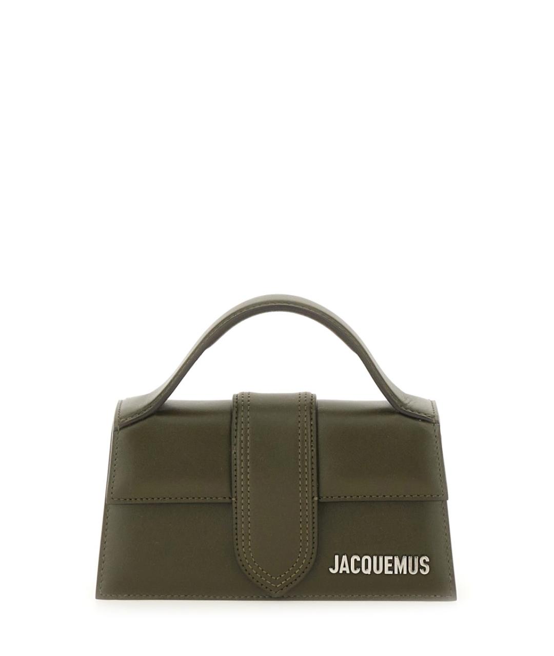 JACQUEMUS Хаки кожаная сумка с короткими ручками, фото 1