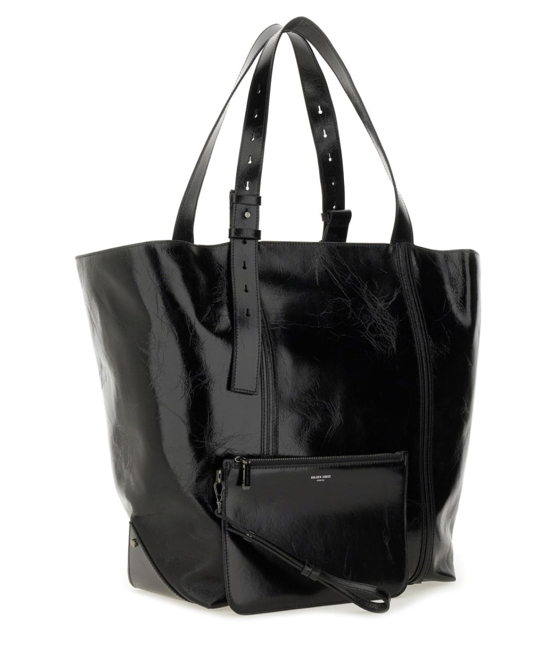 GOLDEN GOOSE DELUXE BRAND Черная сумка тоут из лакированной кожи, фото 3