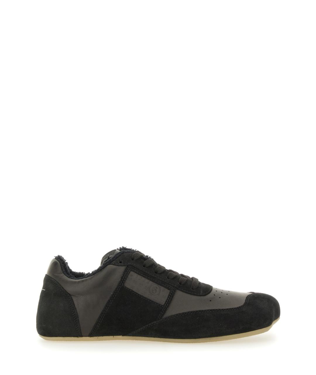 MM6 MAISON MARGIELA Черные кожаные низкие кроссовки / кеды, фото 1