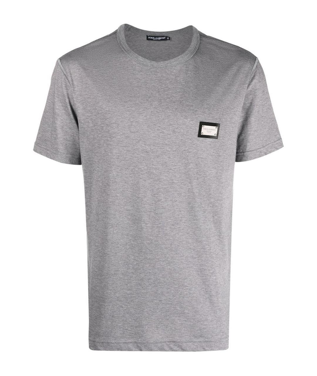 DOLCE&GABBANA Серая хлопковая футболка, фото 1