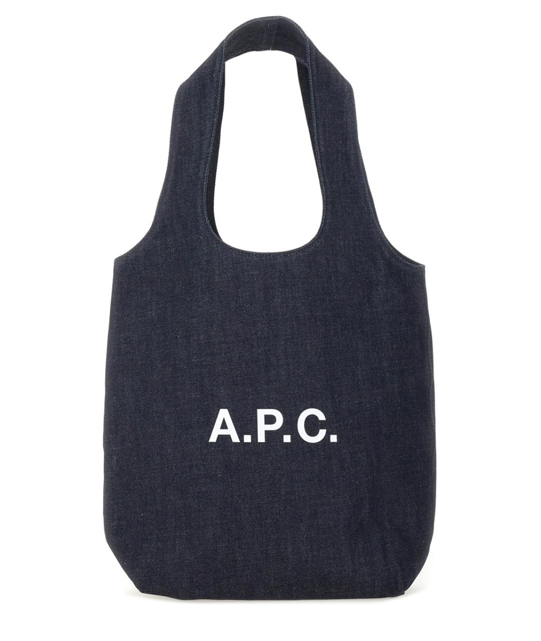 A.P.C. Темно-синяя хлопковая сумка тоут, фото 1