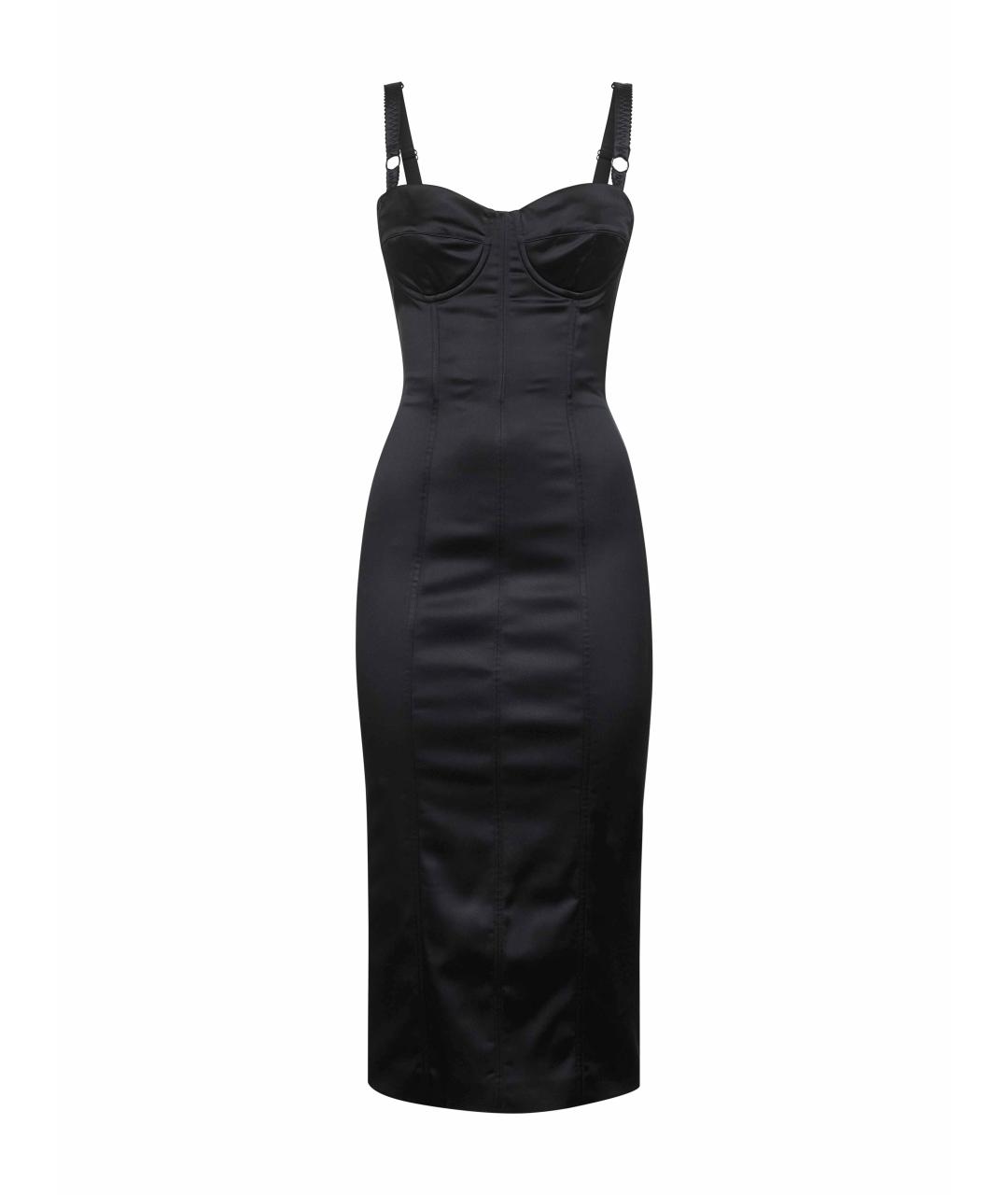 DOLCE&GABBANA Черное ацетатное коктейльное платье, фото 1