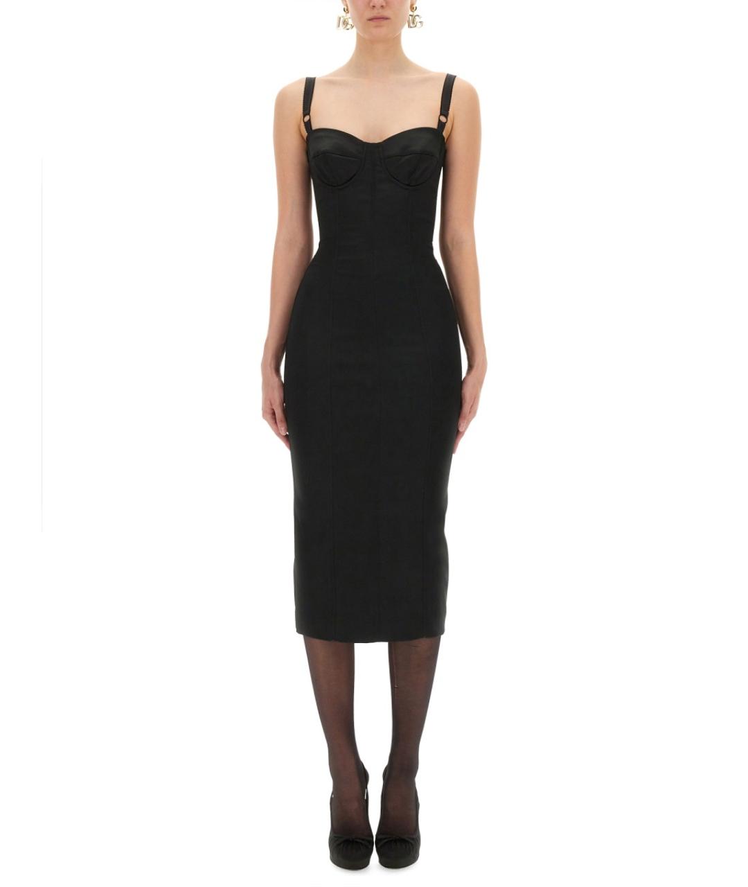 DOLCE&GABBANA Черное ацетатное коктейльное платье, фото 2