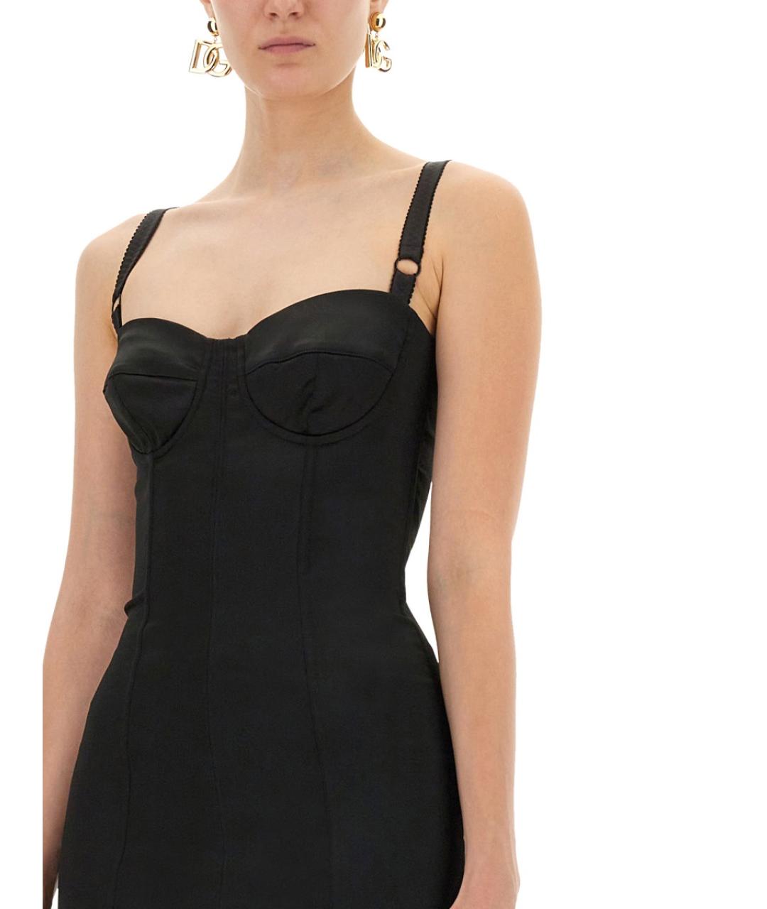 DOLCE&GABBANA Черное ацетатное коктейльное платье, фото 5