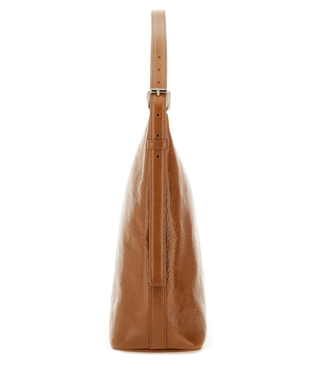 A.P.C. Коричневая сумка через плечо из лакированной кожи, фото 4