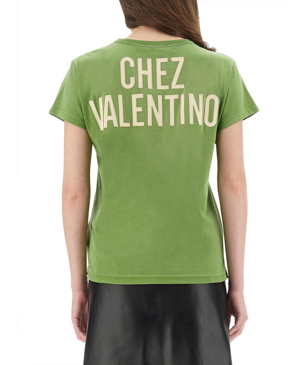 VALENTINO Зеленая хлопковая футболка, фото 4